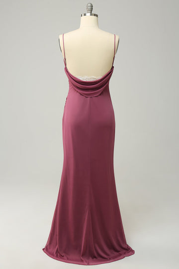 Tirantes de Espagueti Desert Rosa Talla Grande Vestido Formal Con Espalda Abierta